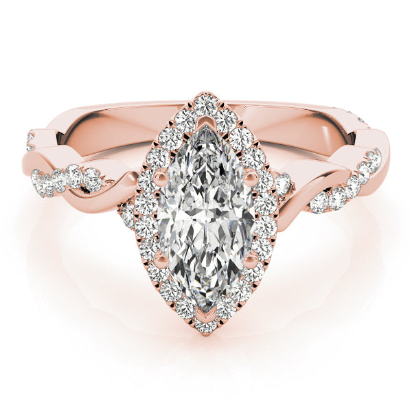 Marquise Braided Shank With Halo Diamond Engagement Ring · 1.34 ct tw