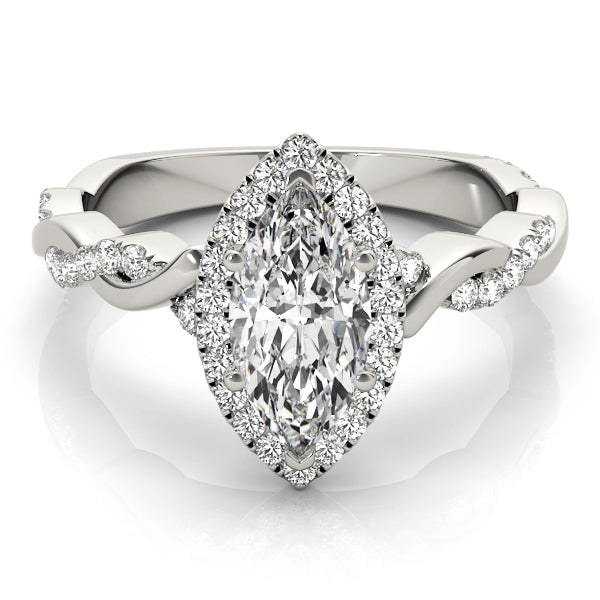 Marquise Braided Shank With Halo Diamond Engagement Ring · 0.48 ct tw