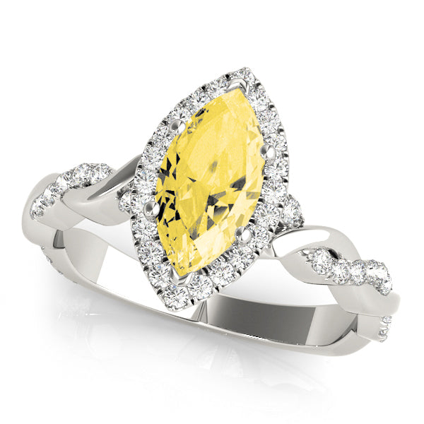 Marquise Braided Shank With Halo Diamond Engagement Ring · 1.34 ct tw
