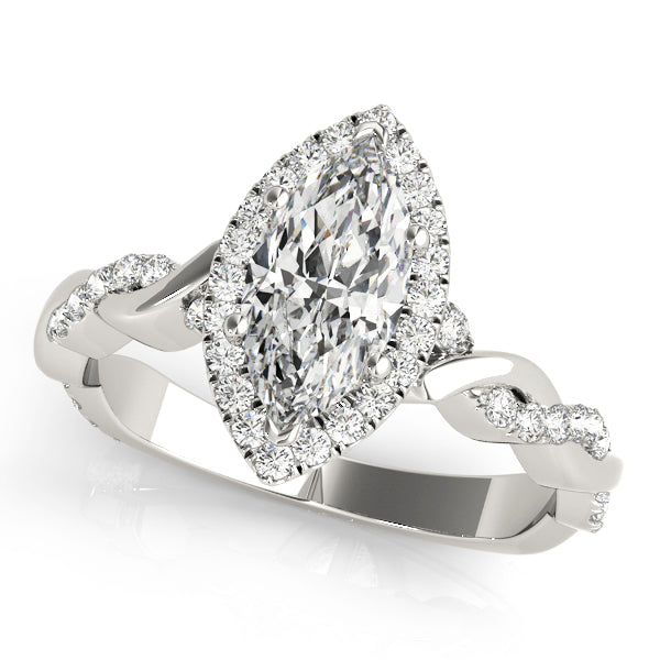 Marquise Braided Shank With Halo Diamond Engagement Ring · 0.48 ct tw