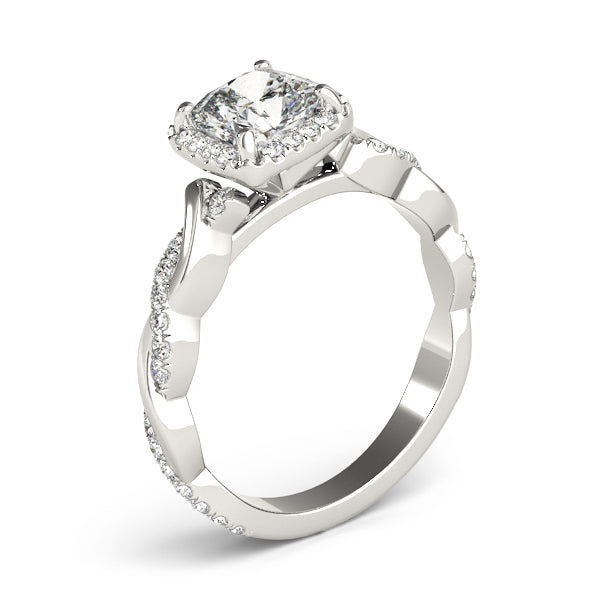 Cushion Braided Shank With Halo Diamond Engagement Ring · 1.32 ct tw