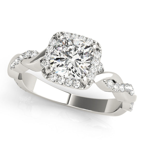 Cushion Braided Shank With Halo Diamond Engagement Ring · 1.32 ct tw