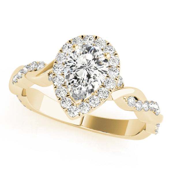 Pear Braided Shank With Halo Head Diamond Engagement Ring · 0.36 ct tw