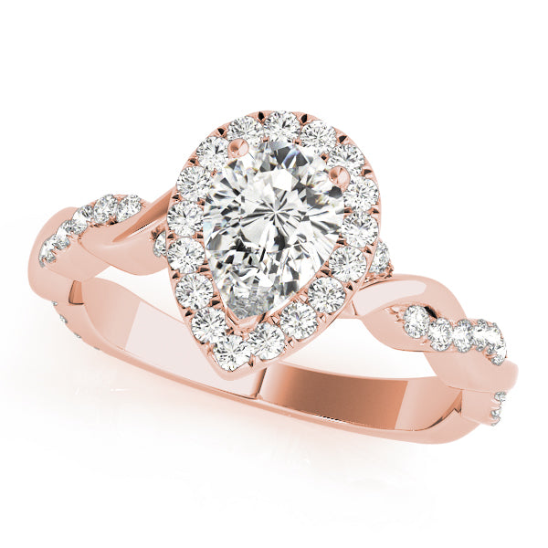 Pear Braided Shank With Halo Head Diamond Engagement Ring · 0.36 ct tw