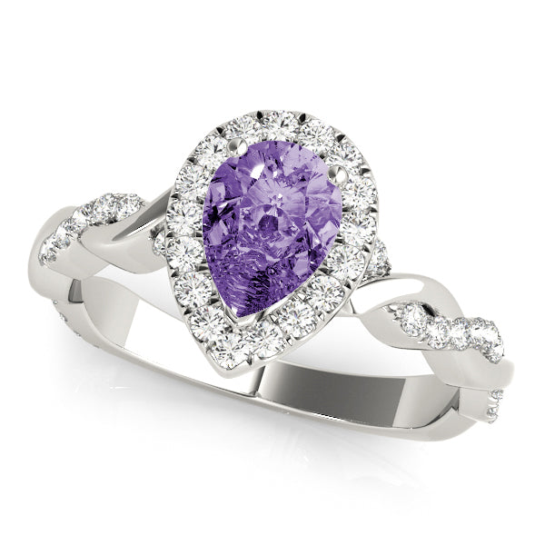 Pear Braided Shank With Halo Head Diamond Engagement Ring · 0.38 ct tw