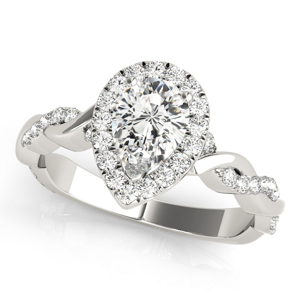 Pear Braided Shank With Halo Head Diamond Engagement Ring · 0.36 ct tw