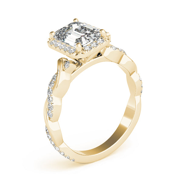 Emerald Braided Shank With Cut Diamond Engagement Ring · 1.58 ct tw