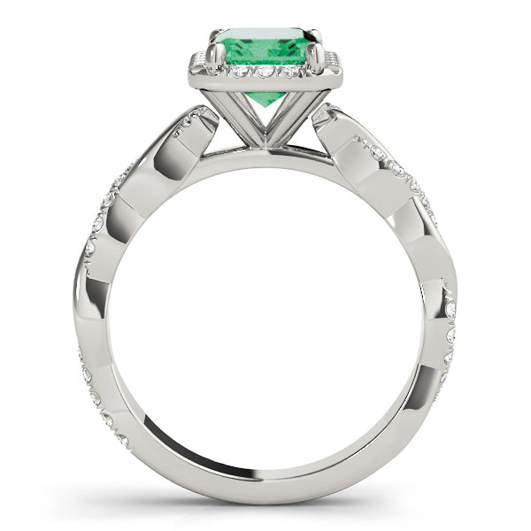 Emerald Braided Shank With Cut Diamond Engagement Ring · 1.31 ct tw