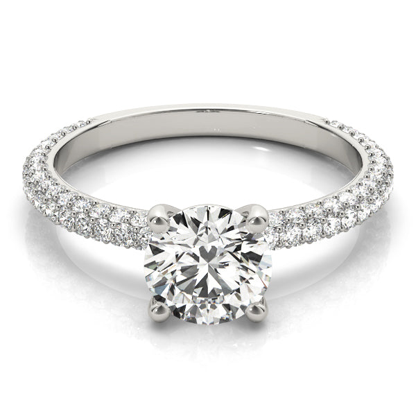 Round Pave With Head Diamond Engagement Ring · 0.99 ct tw