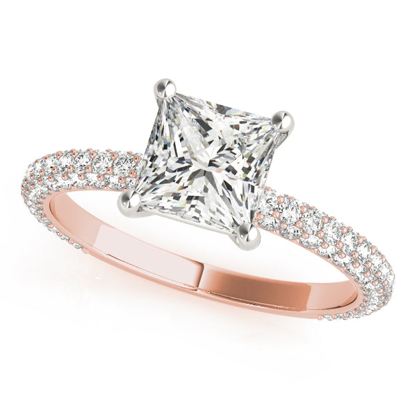 Square Pave With Princess Cut Diamond Engagement Ring · 1.09 ct tw