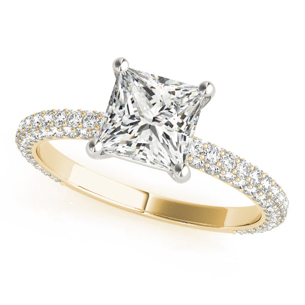 Square Pave With Princess Cut Diamond Engagement Ring · 1.99 ct tw