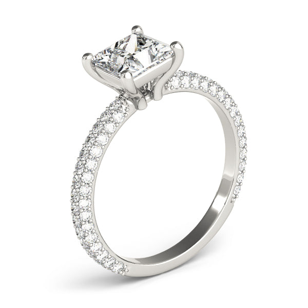Square Pave With Princess Cut Diamond Engagement Ring · 1.09 ct tw