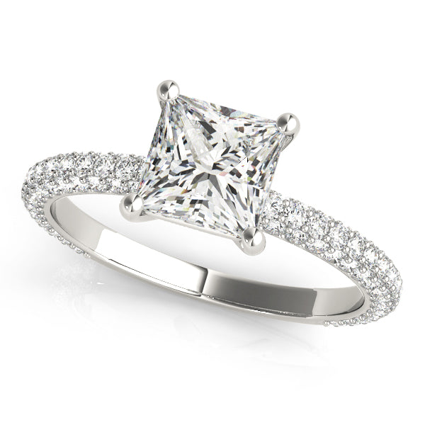 Square Pave With Princess Cut Diamond Engagement Ring · 1.09 ct tw