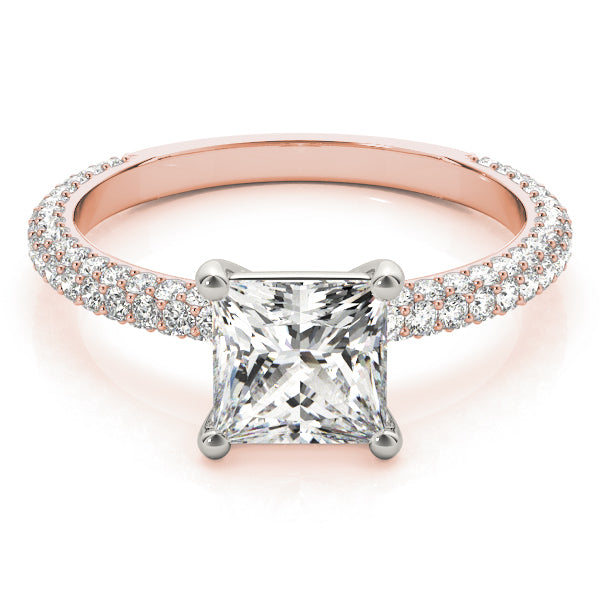Square Pave With Princess Cut Diamond Engagement Ring · 2.26 ct tw