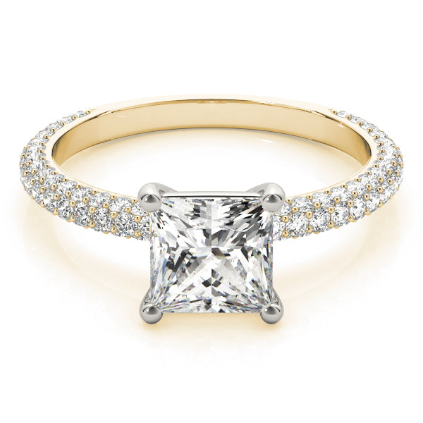 Square Pave With Princess Cut Diamond Engagement Ring · 1.99 ct tw
