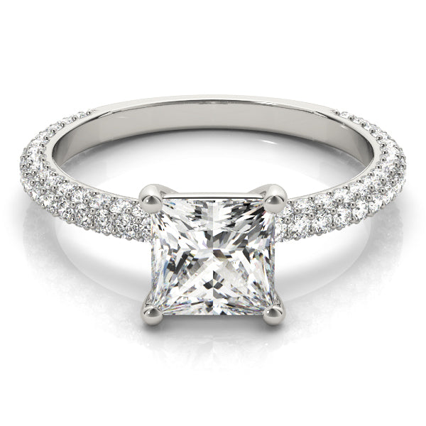 Square Pave With Princess Cut Diamond Engagement Ring · 2.29 ct tw