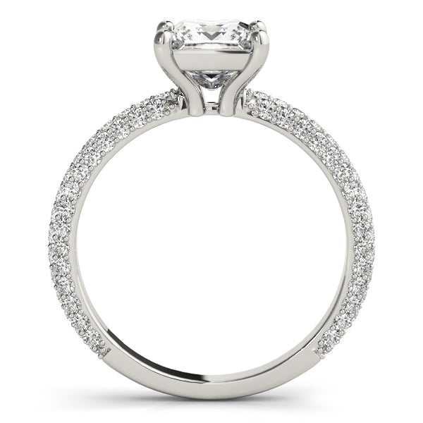 Square Pave With Princess Cut Diamond Engagement Ring · 1.09 ct tw