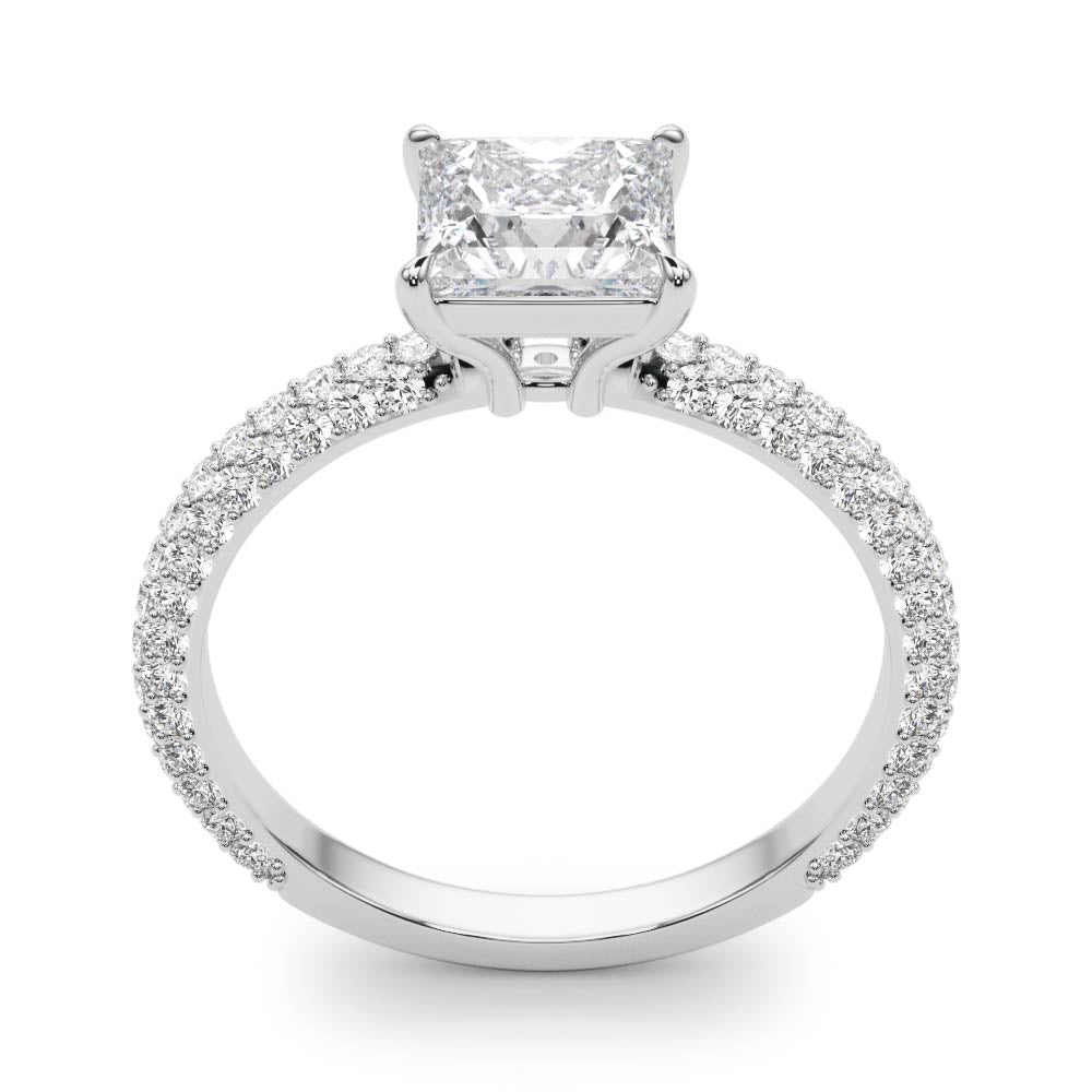 Square Pave With Princess Cut Diamond Engagement Ring · 1.09 ct tw