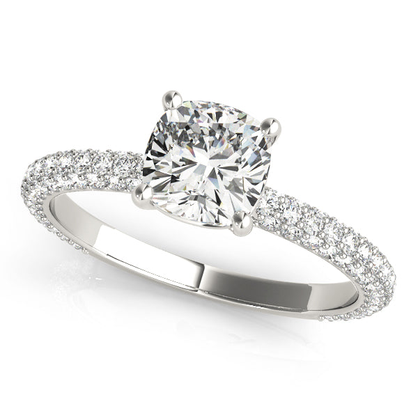 Cushion Pave With Head Diamond Engagement Ring · 0.99 ct tw