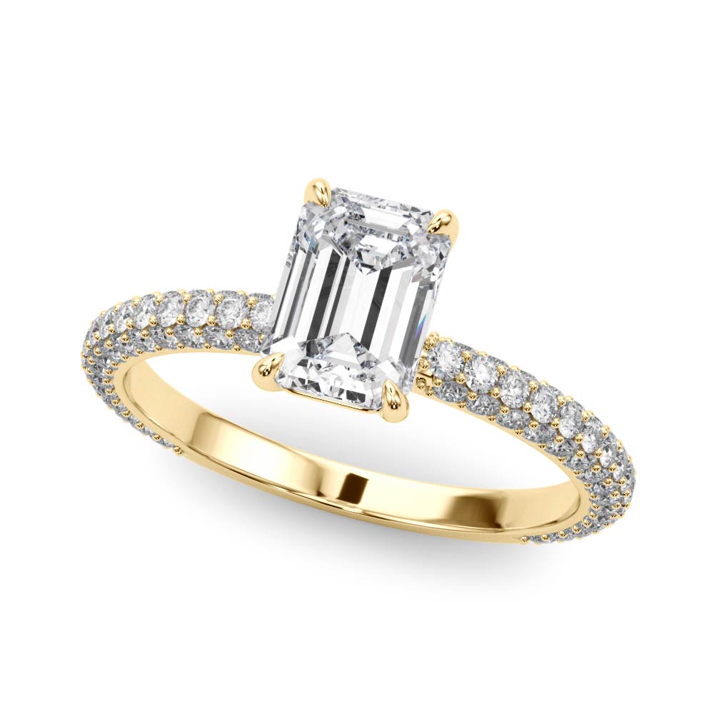 Emerald Pave With Cut Center Diamond Engagement Ring · 1.09 ct tw