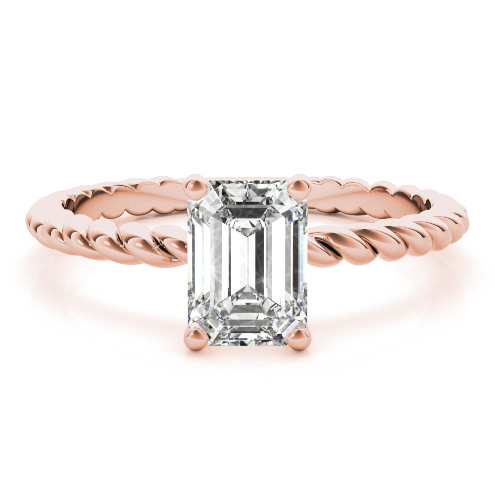 Emerald Twisted Shank Cut Center Diamond Engagement Ring · 2.00 ct tw