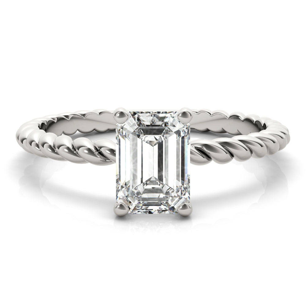 Emerald Twisted Shank Cut Center Diamond Engagement Ring · 2.00 ct tw