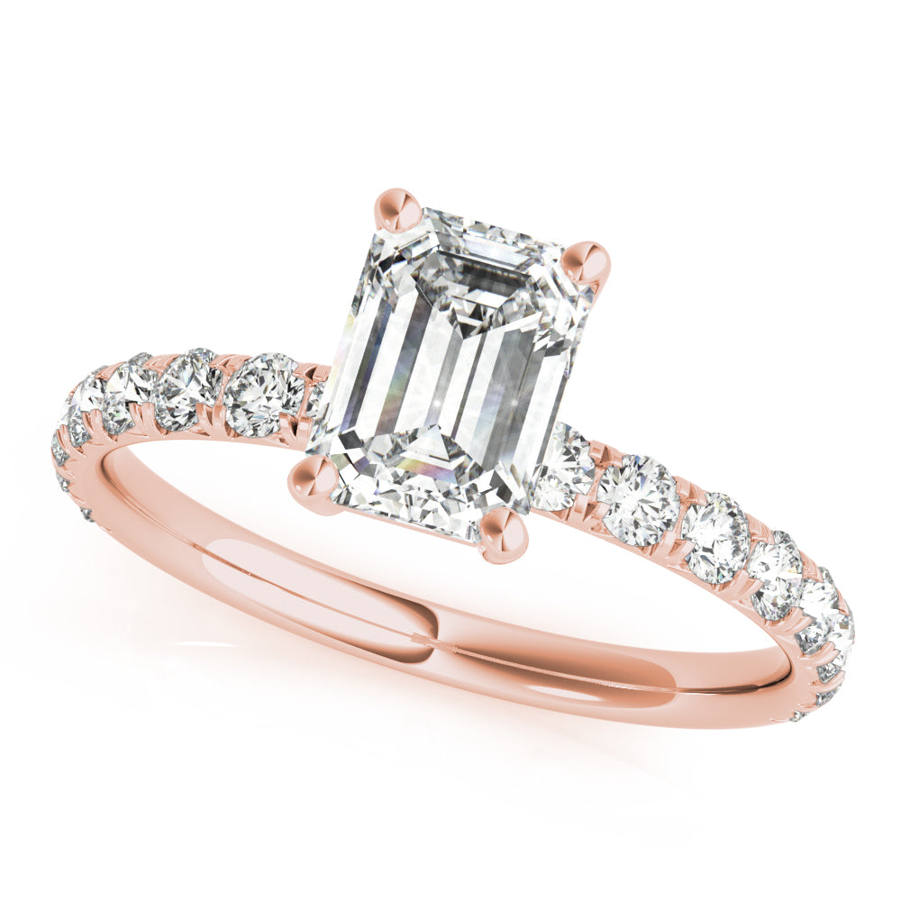 Emerald Single Row For Cut Center Diamond Engagement Ring · 0.48 ct tw