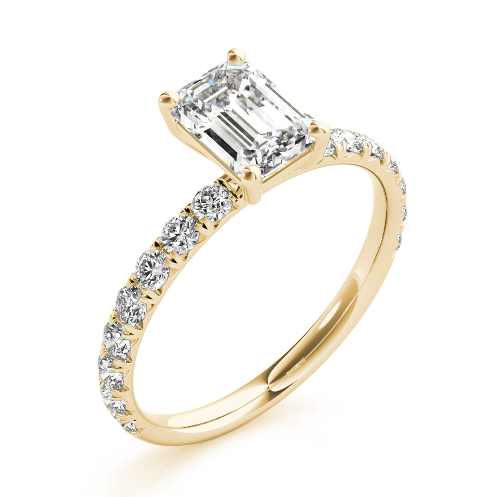 Emerald Single Row For Cut Center Diamond Engagement Ring · 1.48 ct tw