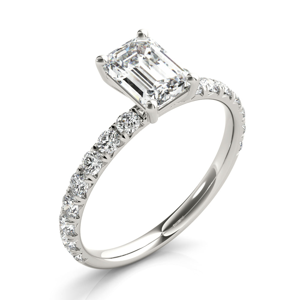 Emerald Single Row For Cut Center Diamond Engagement Ring · 1.08 ct tw