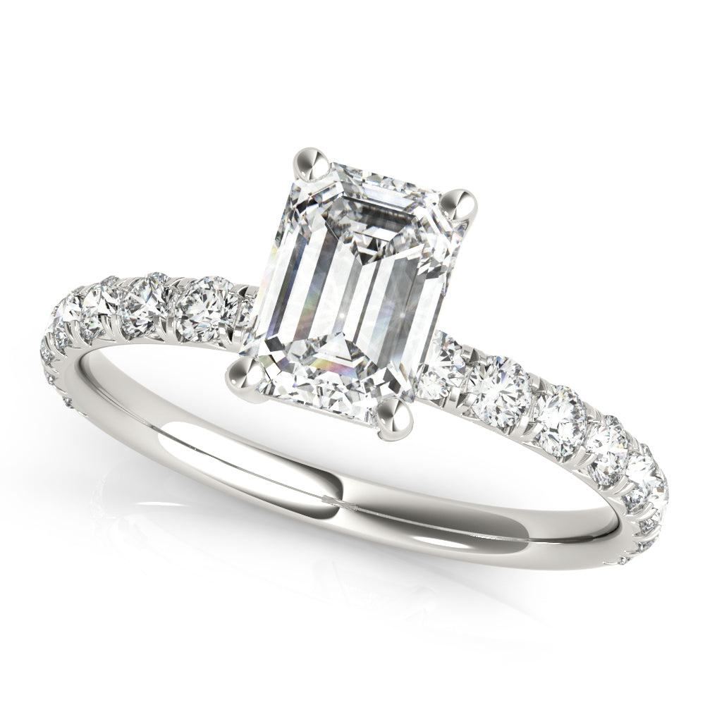 Emerald Single Row For Cut Center Diamond Engagement Ring · 0.48 ct tw