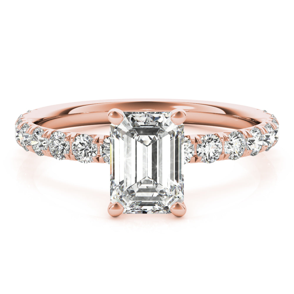 Emerald Single Row For Cut Center Diamond Engagement Ring · 0.48 ct tw