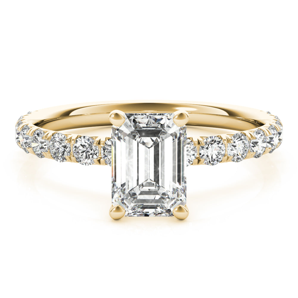 Emerald Single Row For Cut Center Diamond Engagement Ring · 1.48 ct tw
