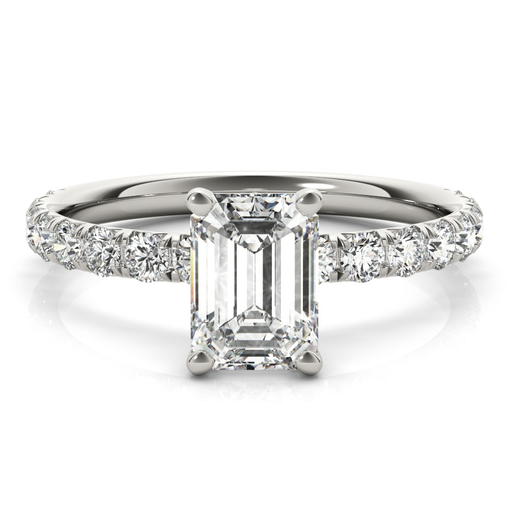Emerald Single Row For Cut Center Diamond Engagement Ring · 1.48 ct tw