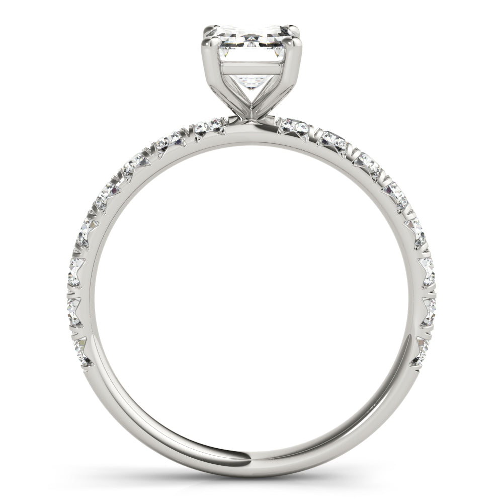 Emerald Single Row For Cut Center Diamond Engagement Ring · 0.48 ct tw