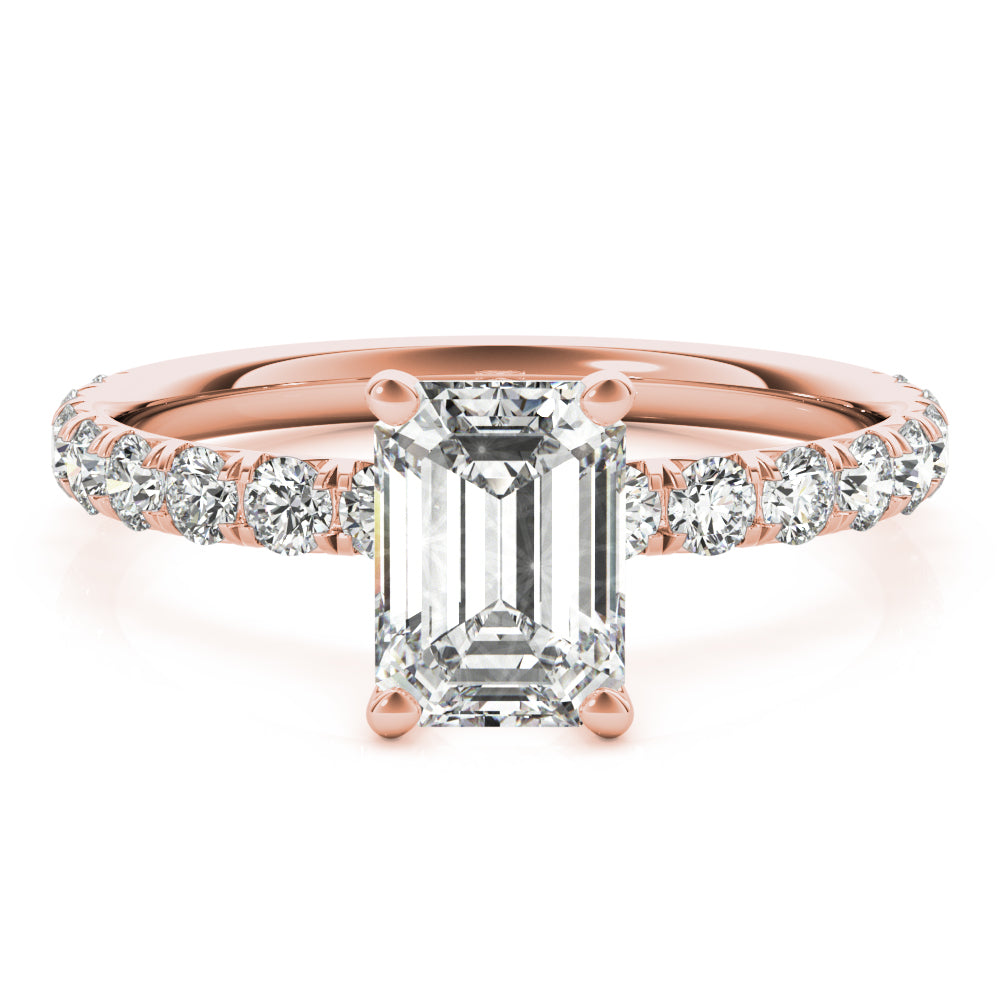 Emerald Single Row For Cut Center Diamond Engagement Ring · 0.48 ct tw