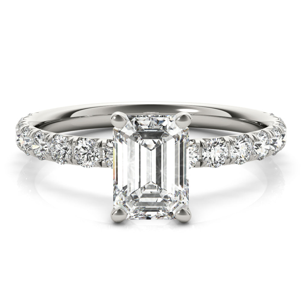 Emerald Single Row For Cut Center Diamond Engagement Ring · 0.48 ct tw