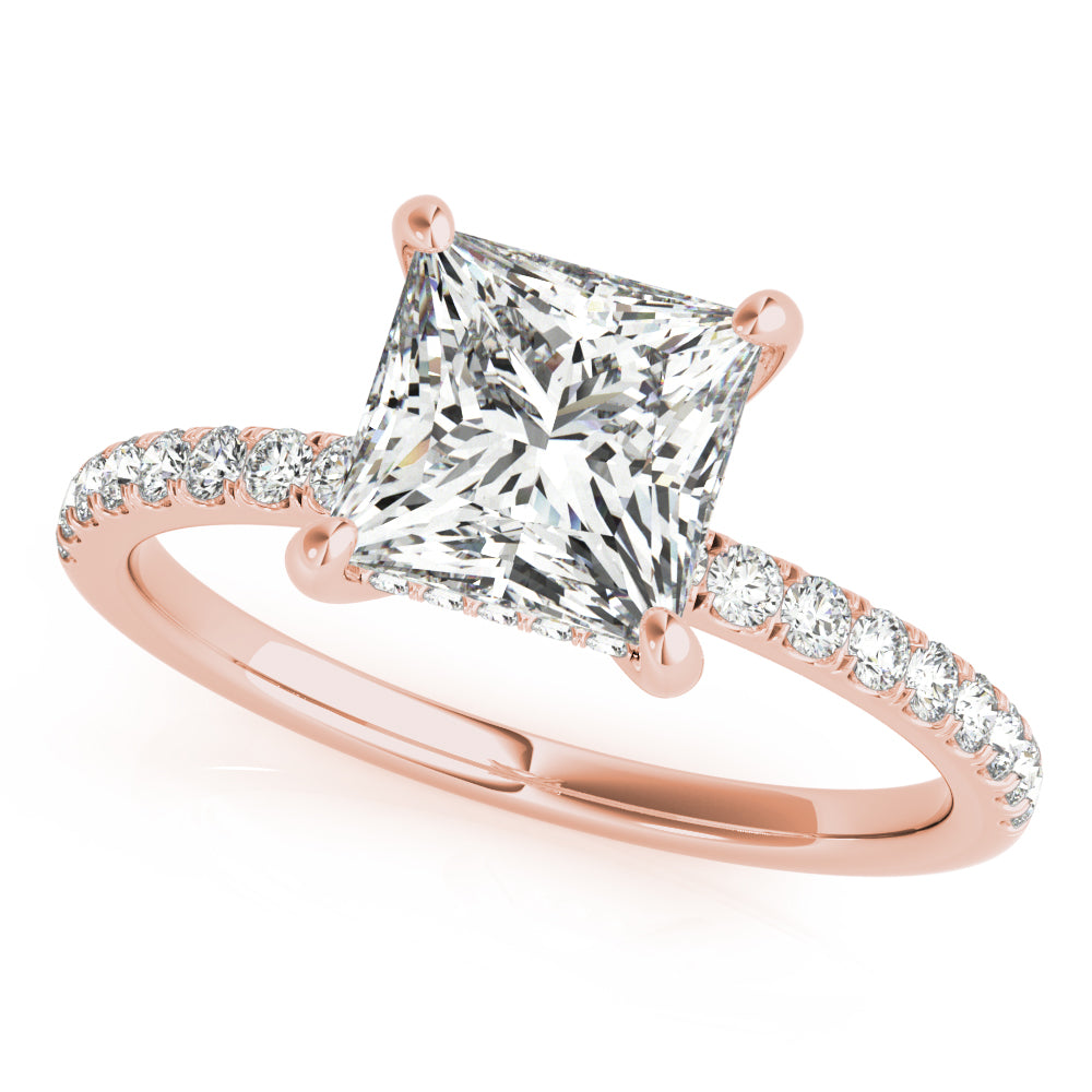 Square Single Row Princess Cut Diamond Engagement Ring · 0.86 ct tw