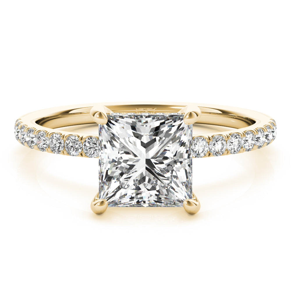 Square Single Row Princess Cut Diamond Engagement Ring · 0.86 ct tw