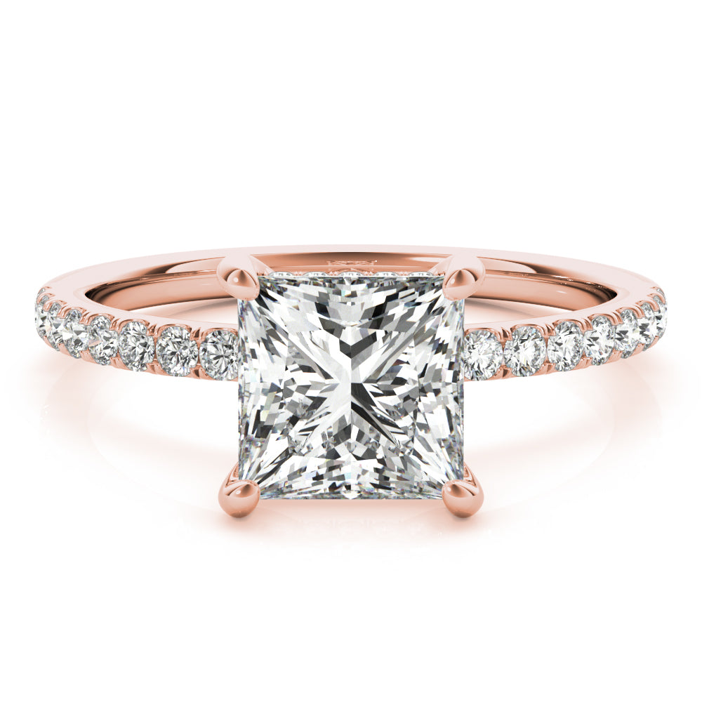 Square Single Row Princess Cut Diamond Engagement Ring · 1.01 ct tw