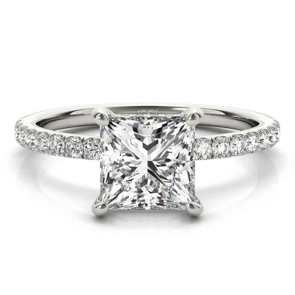 Square Single Row Princess Cut Diamond Engagement Ring · 1.01 ct tw