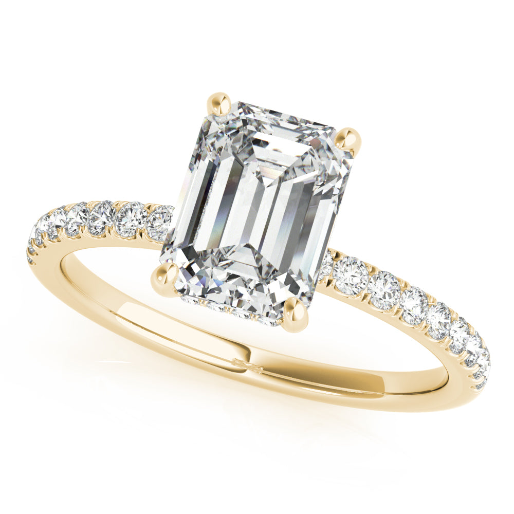 Emerald Single Row Cut Center Diamond Engagement Ring · 1.53 ct tw