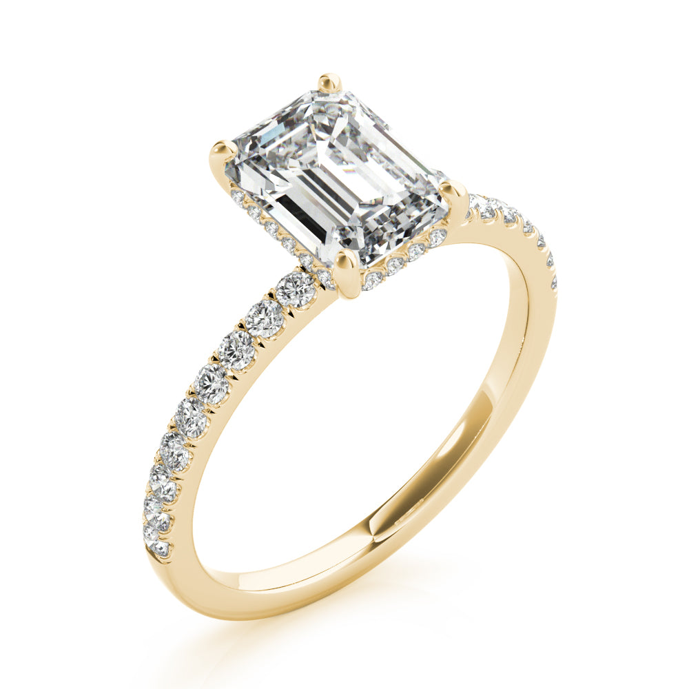 Emerald Single Row Cut Center Diamond Engagement Ring · 1.53 ct tw