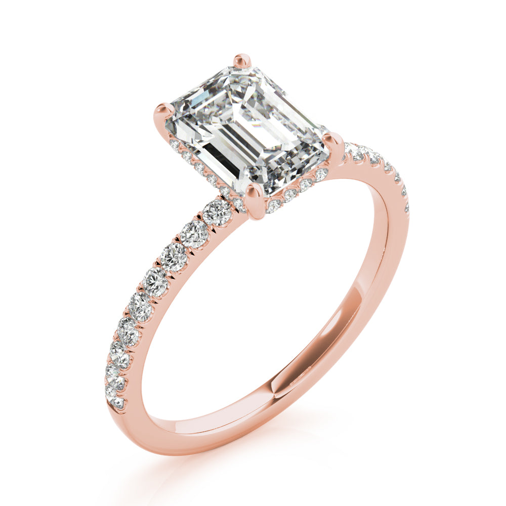 Emerald Single Row Cut Center Diamond Engagement Ring · 1.53 ct tw