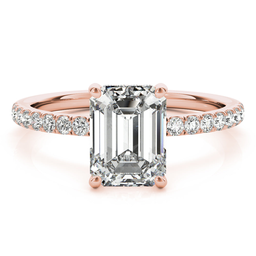 Emerald Single Row Cut Center Diamond Engagement Ring · 1.53 ct tw