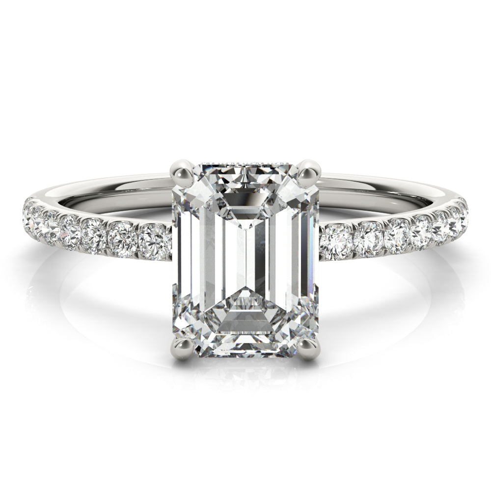 Emerald Single Row Cut Center Diamond Engagement Ring · 1.27 ct tw