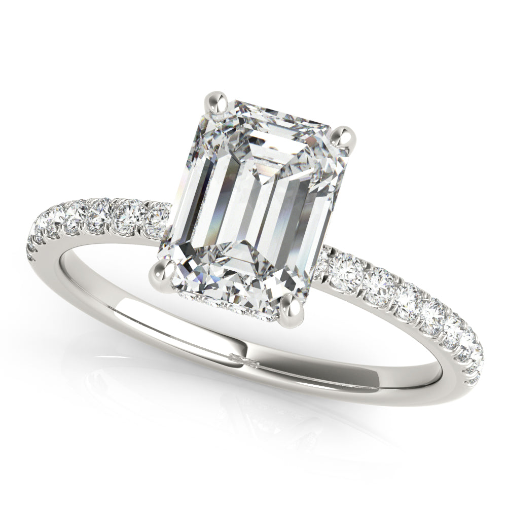 Emerald Single Row Cut Center Diamond Engagement Ring · 0.33 ct tw