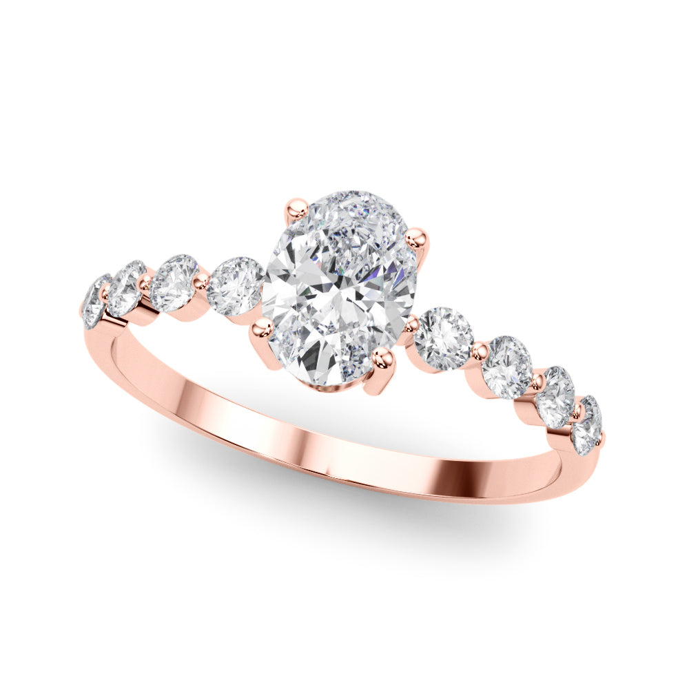 Oval Single Row Shared Prong Diamond Engagement Ring · 0.57 ct tw