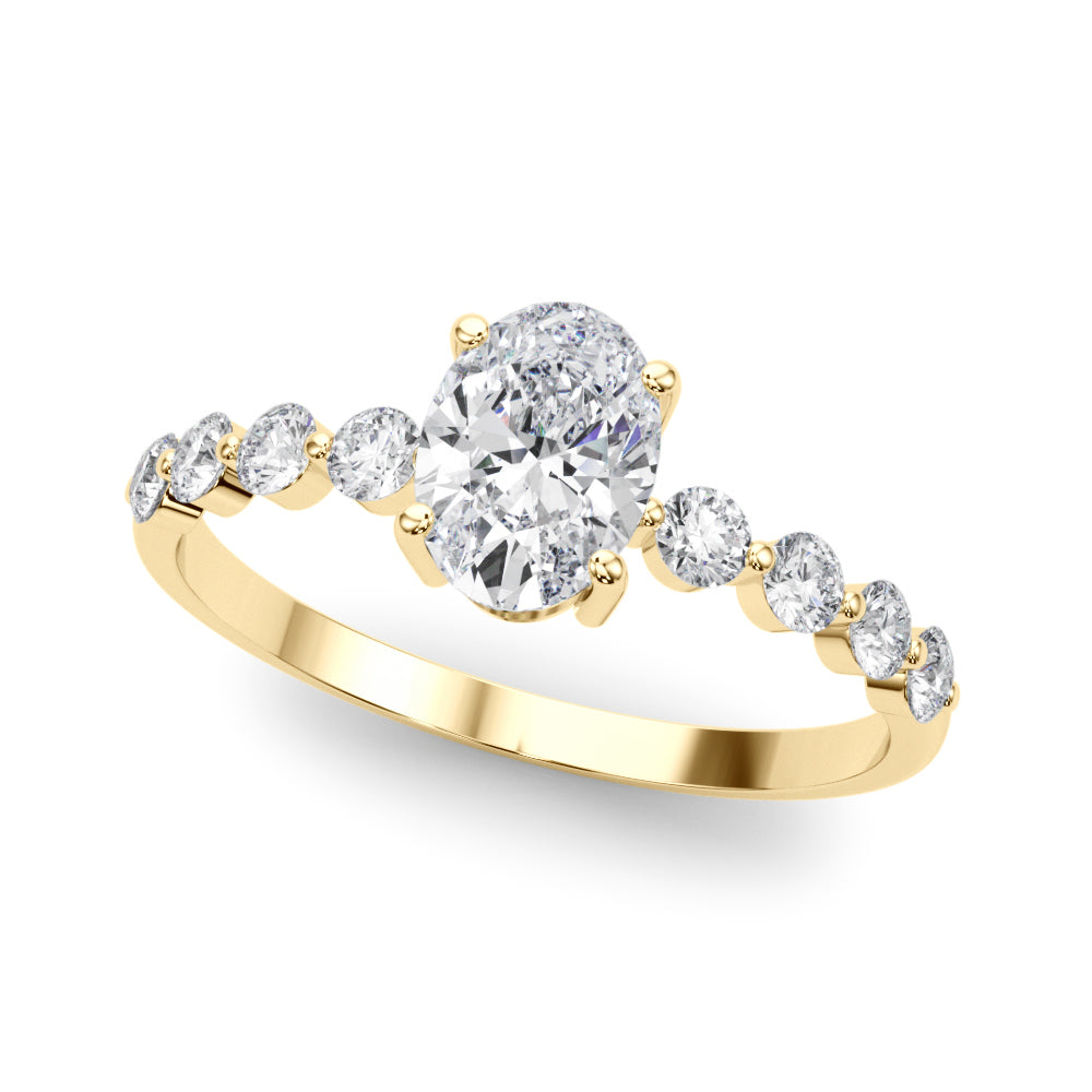 Oval Single Row Shared Prong Diamond Engagement Ring · 0.57 ct tw