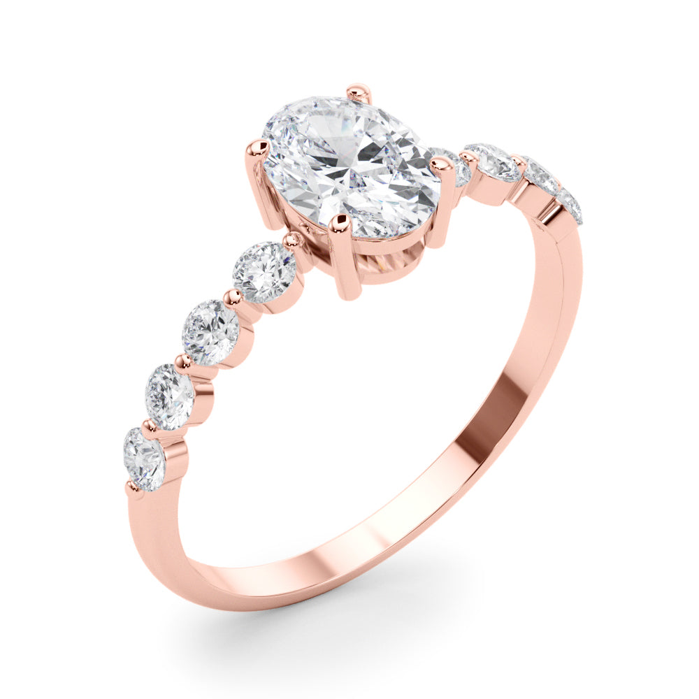 Oval Single Row Shared Prong Diamond Engagement Ring · 0.57 ct tw