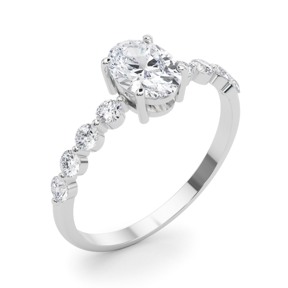 Oval Single Row Shared Prong Diamond Engagement Ring · 0.57 ct tw